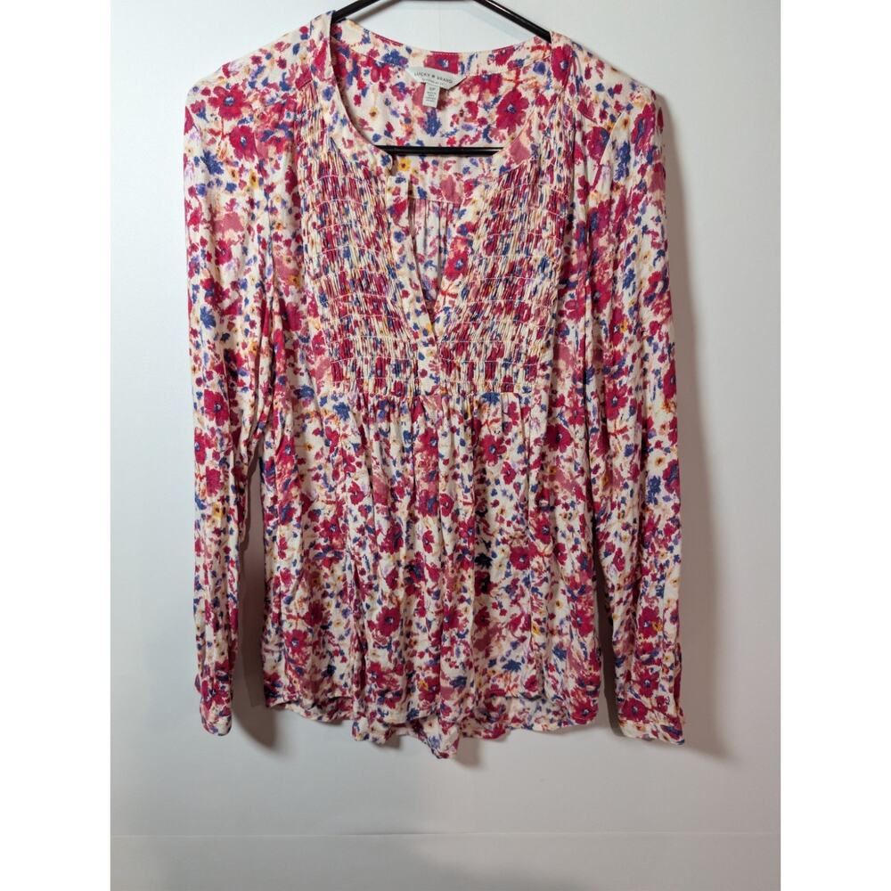 Lucky Brand Women's Size Small Peasant Boho Swing Cottage Ditsy Floral Blouse